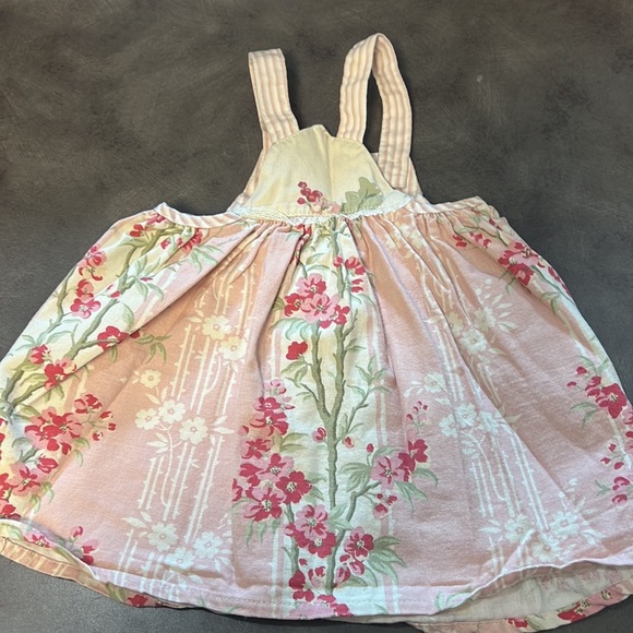 Cozy Toes Vintage Baby Girl Overall Floral Denim Dress 12 Months - Picture 3 of 3